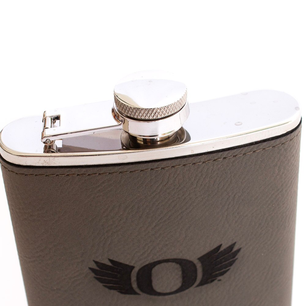 O Wings, Timeless Etchings, Grey, Flasks, Home & Auto, 7 ounce, Leather, 986442